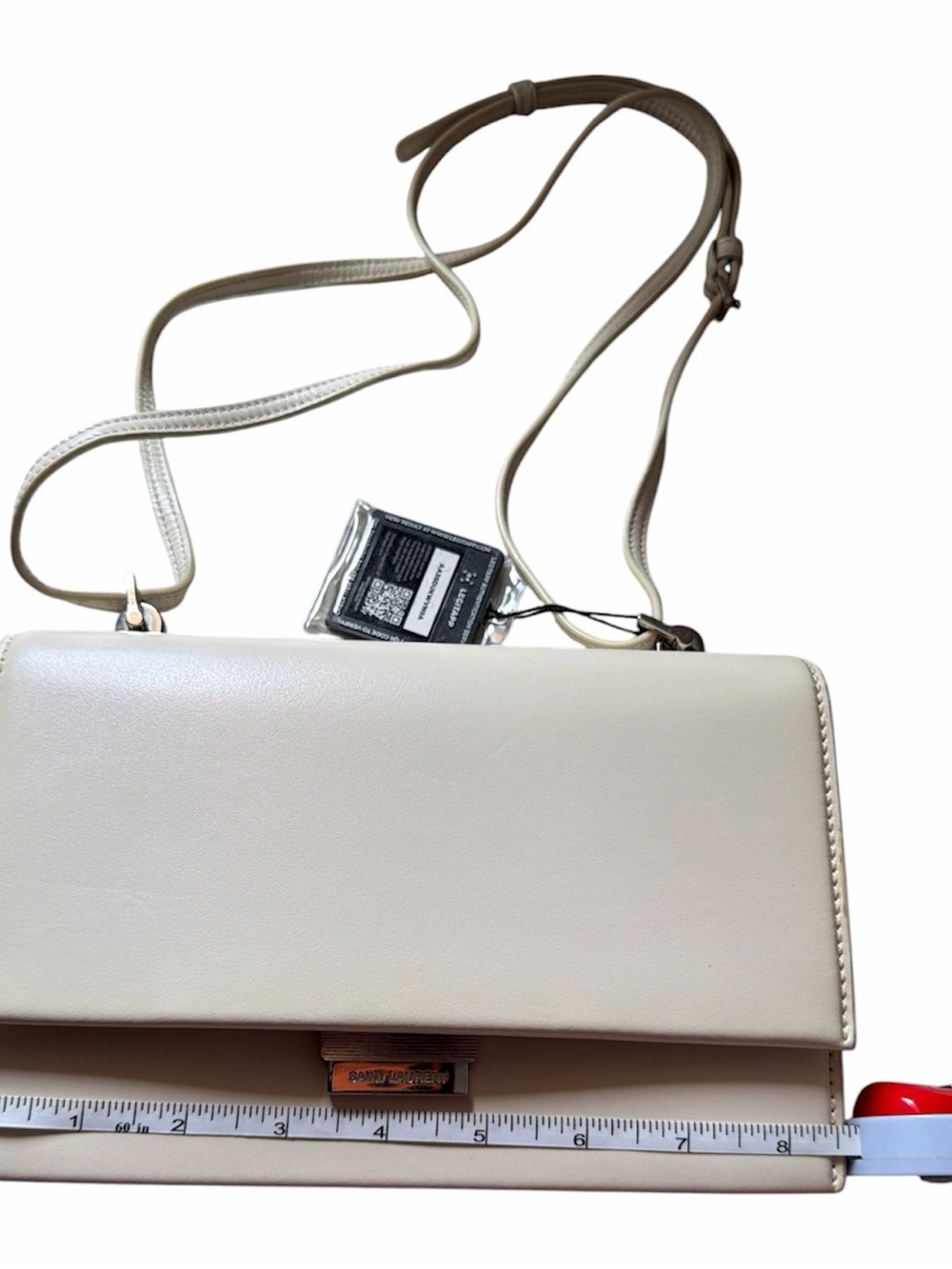 Saint Laurent Cream Leather Crossbody Bag